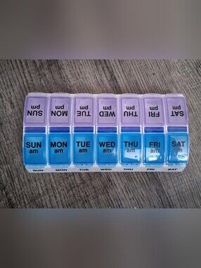 Daily Pill Organizer - Purple & Blue 7-Day AM/PM